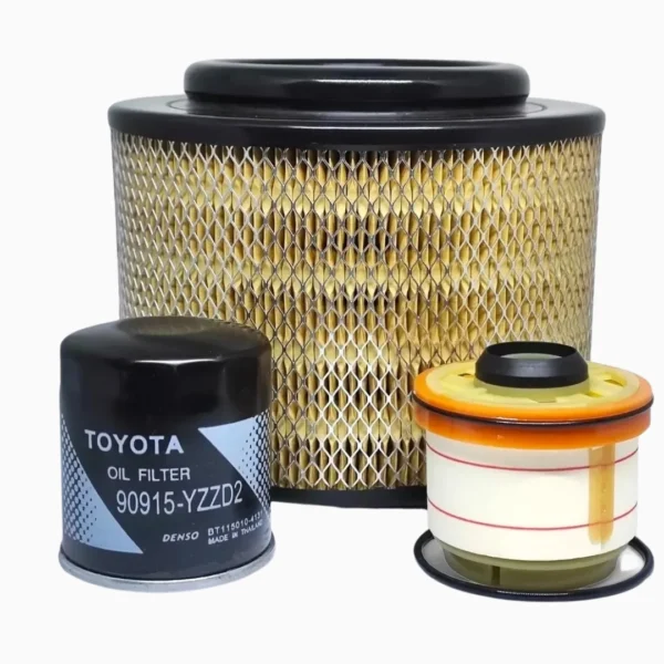 Kit de filtros original Toyota para Hilux y SW4 (2005–2015).