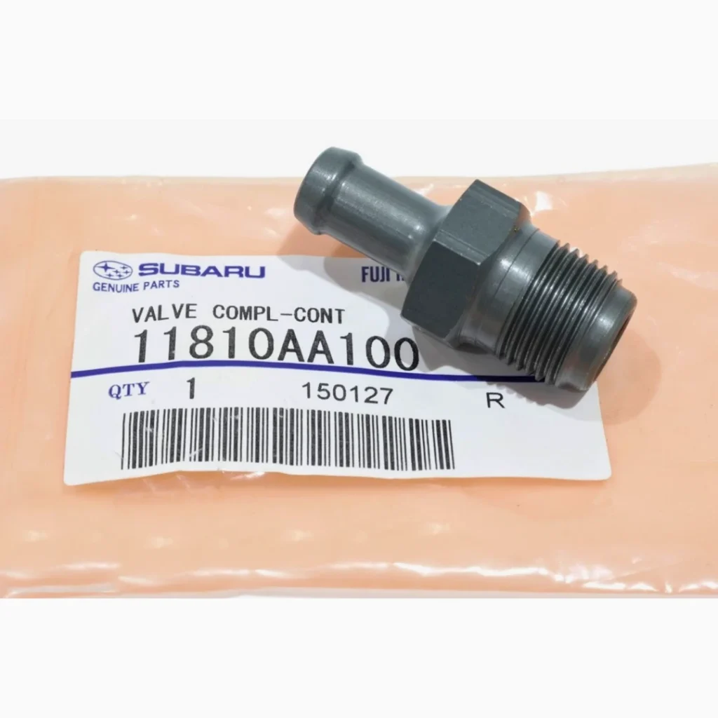 Válvula PCV Subaru 11810-AA100 original para motores 2.5L y 3.6L.
